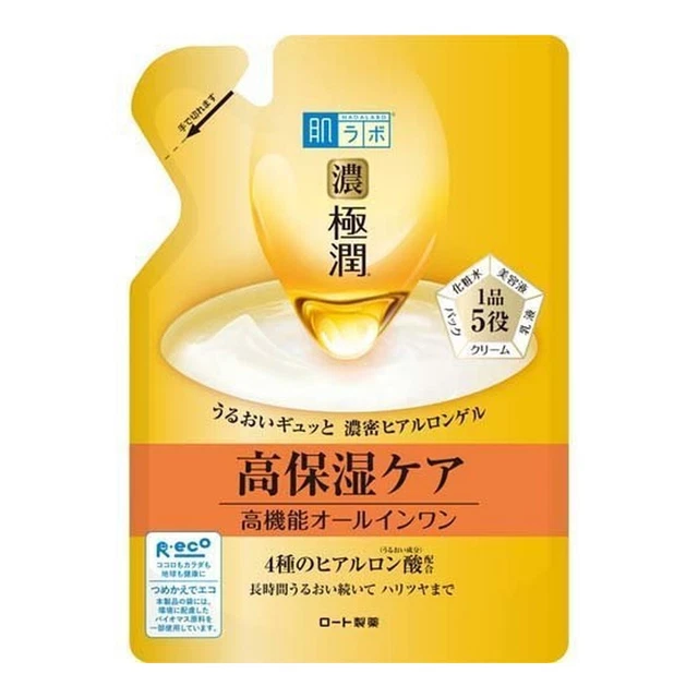 Paquete de recarga hidratante todo en uno Rohto Hadalabo Gokujyun gel perfecto 80 g Japón