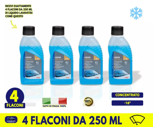Liquido per Tergicristalli auto vetri Detergente Antigelo Invernale 4 da 250 ml