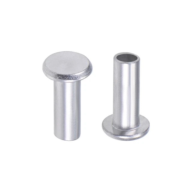 50 pz M6 x 16mm alluminio testa piatta rivetti Semi-Tubolare tono argento