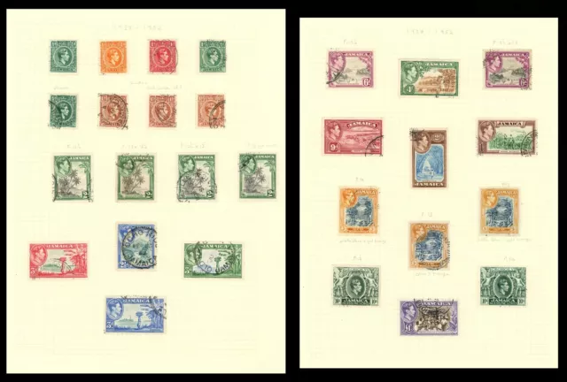 Jamaica Stamps 1938-1952 KGVI Set to £1 with Perforation Study, Very Fine Used