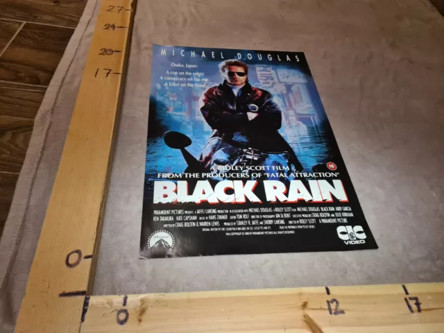 Black Rain (1989) Cult movie by Ridley Scott - Michael Douglas - UK Video Poster