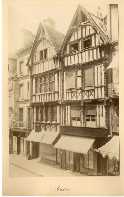 ND. France, Caen, vieilles maisons de la rue Saint Pierre  vintage albumen print