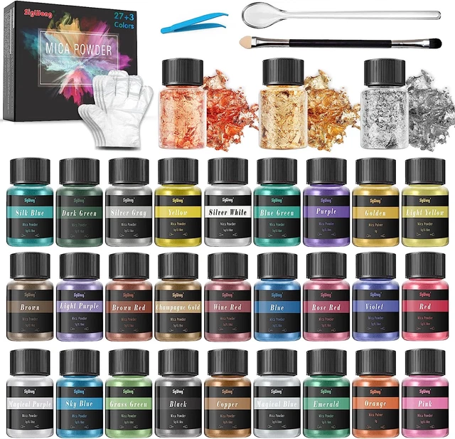 Juego de 30 pigmentos de color resina epoxi en polvo de mica jabón natural grado cosmético