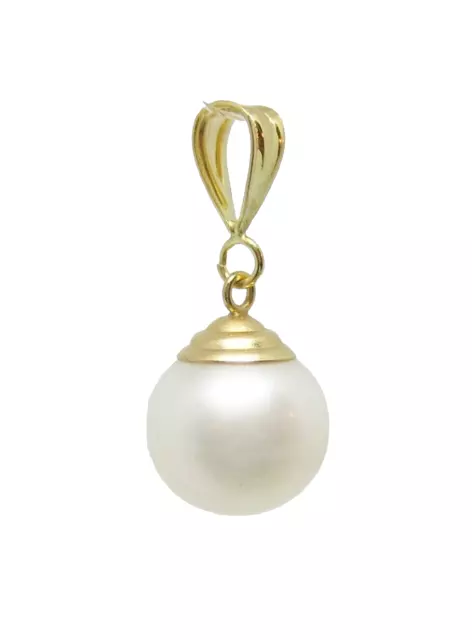 Solid 14KT  Yellow Gold  Cultured Akoya 9.82 mm Pearl Pendant