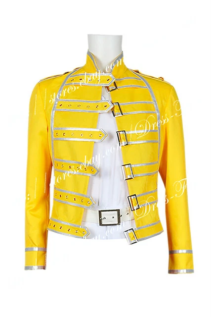 Queen Band Lead Vocals Freddie Mercury Cosplay Costume Yellow Jacket