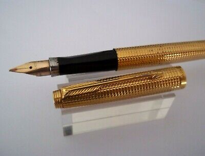 Parker STYLO PARKER 75 FINITION POINTE DIAMAND PL OR PLUME OR COMME NEUF ETUI CUIR 