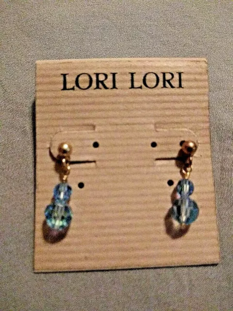 Lori Lori 14kt Gold Filled Dangle Earrings Light Blue Crystals #107