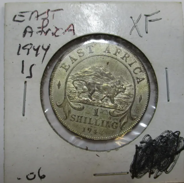 Great Britain 1944 East Africa One Shilling Silver Coin, XF