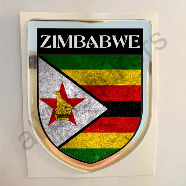 Zimbabwe Adesivi Scudetto 3D Bandiera Sporco Resinato Adesivo Vinile Resinati
