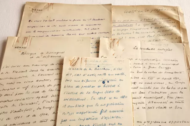 Lot 5 documents manuscrits Anatole de Monzie (1876-1947) Homme politique