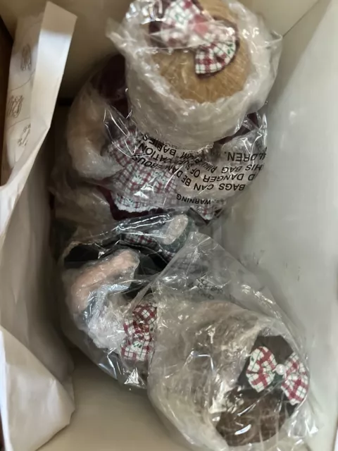 2 Heritage Signature Collection Porcelain Dolls Christmas  9" Red &  Green "New"