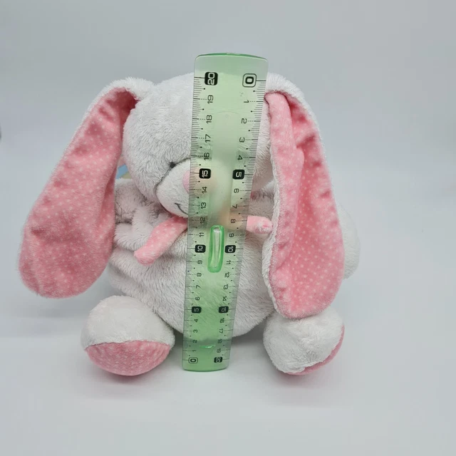 01 -  Peluche Doudou Lapin Rose Blanc Pois Écharpe Pois Tex Carrefour