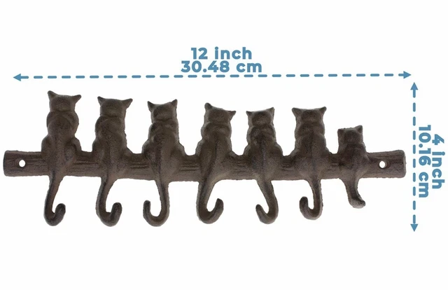 Cats Tail Key Rack Hook Cast Iron Towel Coat Hanger Wall Mounted Antique Style