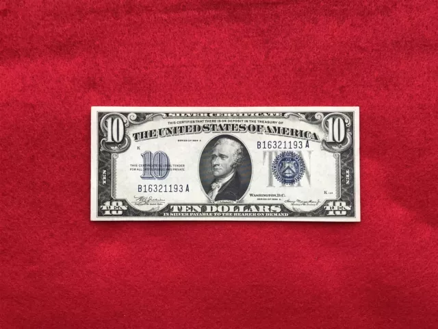 FR-1704 1934 C Series $10 Silver Certificate *About Uncirculated*