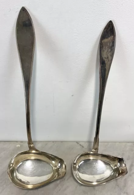 2 Graduated LARGE SCANDINAVIAN SILVER PLATED LADELS CR Carlstrom 34cm