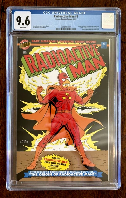 Radioactive Man #1 , Bart Simpson, with Poster,  Bongo Comics 1993, CGC 9.6
