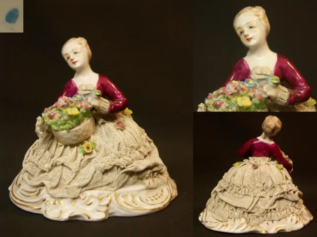 AA 19ème ravissante figurine statuette 13cm précieuses porcelaine saxe VOLKSTEDT