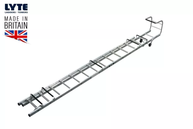 32 RUNG ALUMINIUM Double Section Extension Ladders & Stabiliser Bar –4.7m –  8.4m £442.99 - PicClick UK