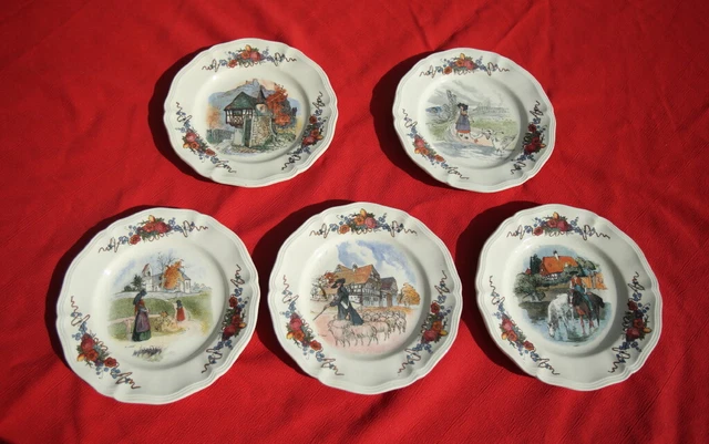 5  assiettes SARREGUEMINES OBERNAI anciennes diamètre 20,5