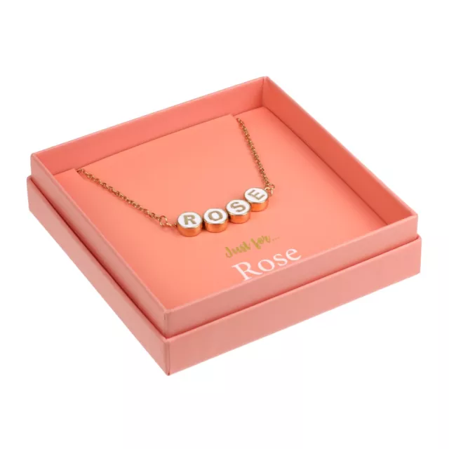 Personalised Name Necklace Initial Beads Gift Box Gold Tone Girls Ladies