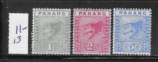 Malaya Pahang- Scott #11-13 1892-95 Tigers- Mint Hinged (Some Adherence)