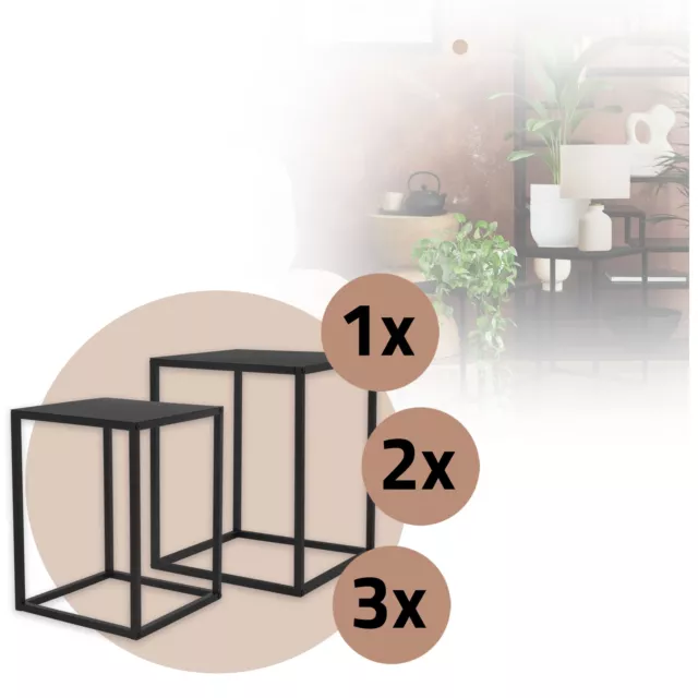 Juego de 2/4/6 soportes decorativos para plantas 40/45cm pedestal de metal negro