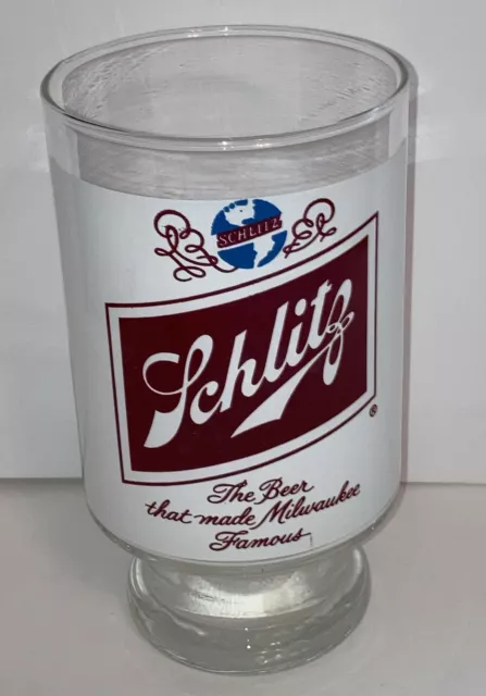 Vintage Rare 70's Retro Schlitz Beer Large Drinking Glass Goblet Carafe 7'' Tall