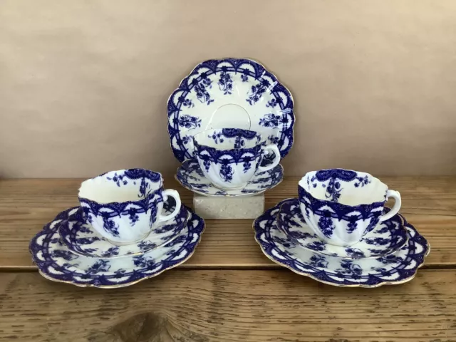 Edwardian - Blyth Porcelain - Diamond China - Tea Trio’s x 3