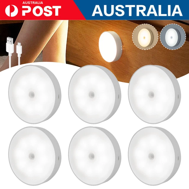 Motion Sensor LED Night Light USB Rechargeable Wall Mount Body Induction Lamp AU