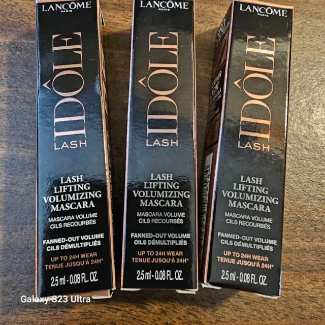 3 x Lancome IDOLE Lash Lifting Volumizing Mascara Travel Sz .08 oz Glossy Black