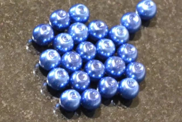 Blue Round Glass Pearl Beads 4mm 6mm 8mm 10mm Premium Quality Weddings Crafts 3