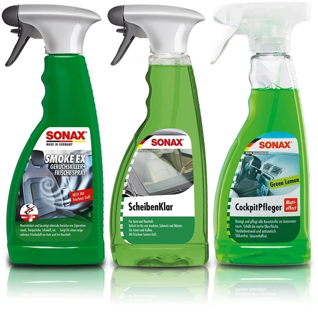 SONAX SPRAY CURA INTERNI CIASCUNO 500ml PULITORE DISCHI COCKPIT SMOKEEX 31879633