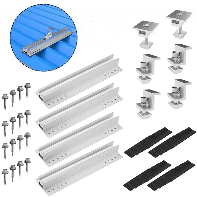 8X Staffa Per Pannello Solare, Guida Per Pannello Fotovoltaico Modulo Di Fissaggio Per Pannello Solare Con Meta Per Tetto Trapezoidale Da 30 Mm~p187005240