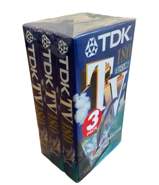 Blank TDK VHS Video Tape Cassettes 180 (3 Hours) 3 Pack Vintage E-180TVED (2