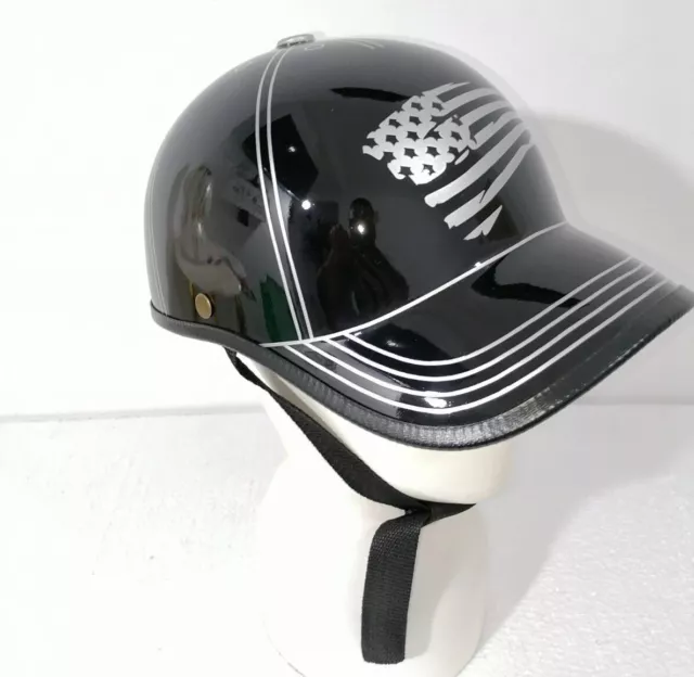 Custom Helmet Motorcycle Half Helmet Baseball Hat Cap black silver Fiberglass 3