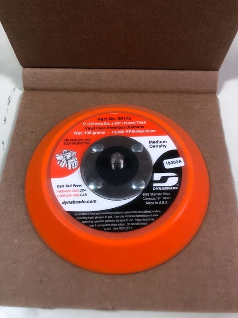 Dynabrade 56175 5" Vinyl Face Medium Density Sanding Pad 13,000RPM Max New