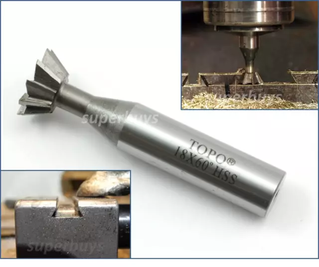 18mm End Mill Dovetail Cutter 60 Degree HSS Flute Metalwork Cutting Endmill Tool