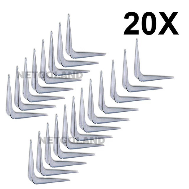 4 - 20 PC White Enamel Shelf Brackets Angled Metal Shelving Support Arms 3" x 4"