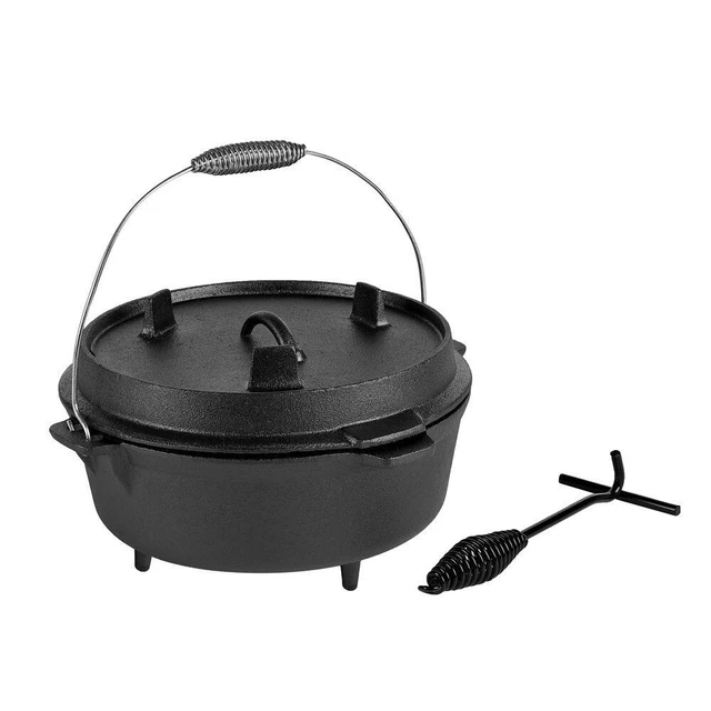 Dutch Oven Feuertopf Kochtopf Gusseisen Deckelheber Gusstopf Potjie Camping 12