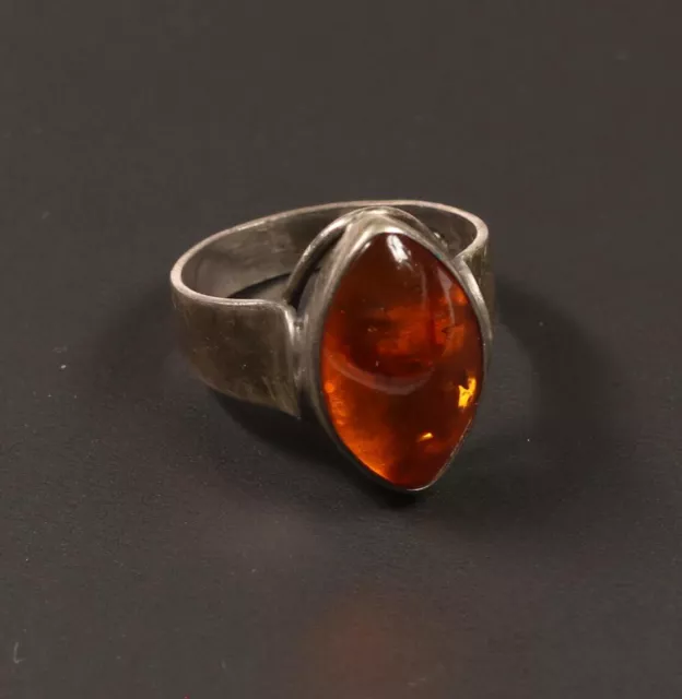 schöner alter Ring mit Bernstein Fischland Schmuck - Silber 835