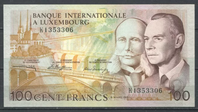 Luxembourg 1981 • 100 francs • P# 14A K • NEUF UNC (N-125) Lëtzebuerg