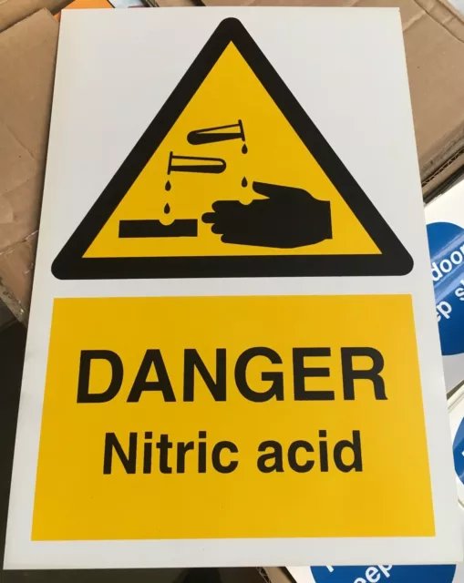 Warning Sign - DANGER Nitric acid - 300 x 200mm Safety Signs