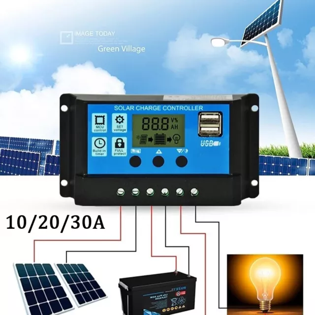 Regolatore regolatore di carica solare DC 12 V/24 V strumento carica batteria blu + nero controller