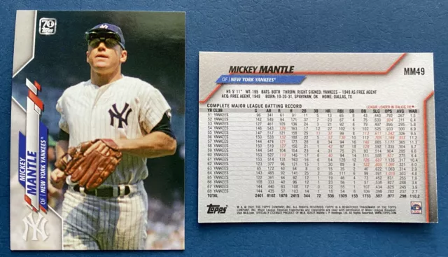 2021 TOPPS x MICKEY MANTLE CARD 49 of THE 2021 SERIES - MM49 2020 TOPPS REPRINT
