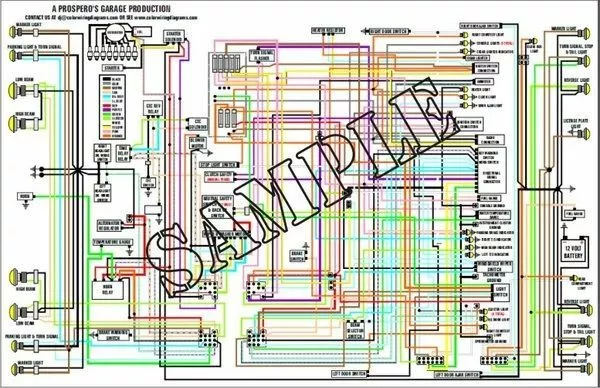 11x17 COLOR Wiring Diagram Jaguar Mk II 3.4L 3.8L 340 1958-1968