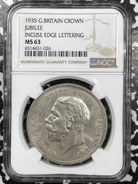 1935 Great Britain 1 Crown NGC MS63 Lot#G4680 Silver! George V Jubilee