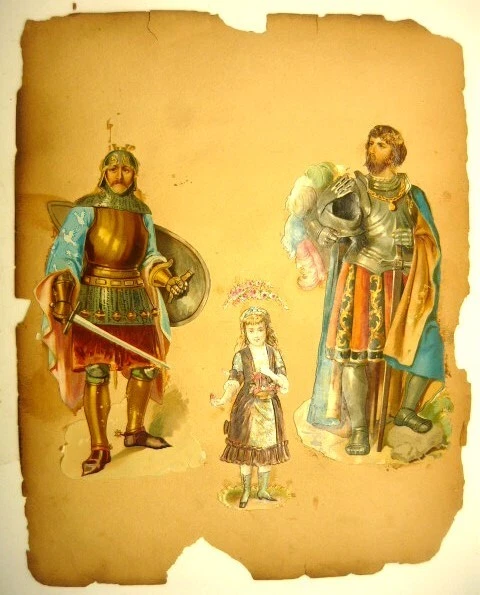 Victorian Scrapbook,  Die Cuts, One Sheet, Knights, Bike, and Horse Racing .