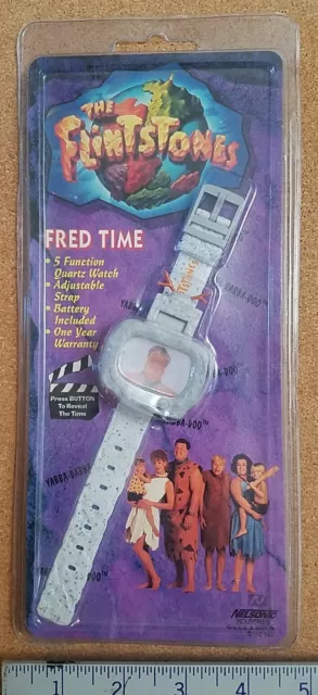 Vintage 90s Flintstones Fred Dino Kids Flip Up Watch In Original Sealed Package