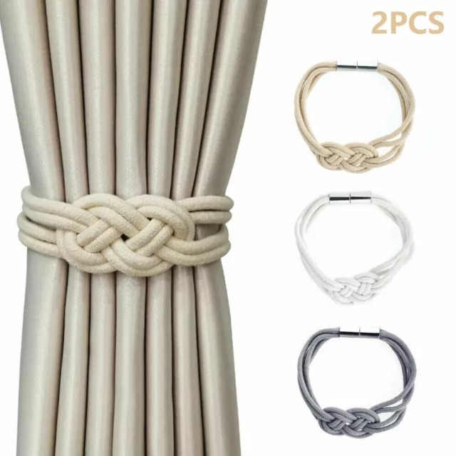 1Pair Curtain Tie Backs Magnetic Rope Buckle Holder Tieback Clips Home Window 3