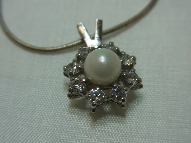4559-925er Silberkette mit Zirkon+Perle anhänger Kettelang 40 cm Anh d.m 1,3 cm